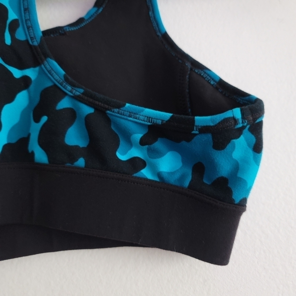 Splits59 Women XS Blue Camo Black Racerback Sports Bra Athletic Yoga Workout - Picture 6 of 7